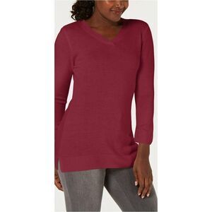 Karen Scott NEW Wine-Red V-Neck Sweater Top XXL‎